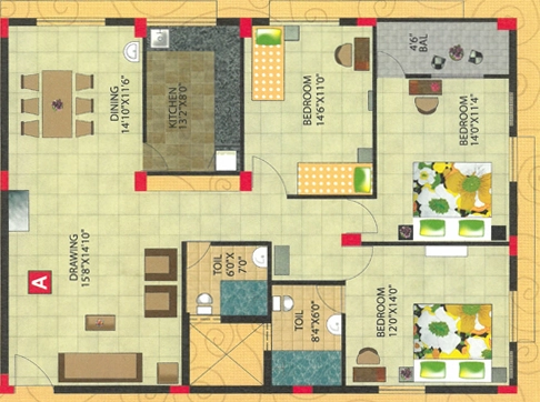 3 BHK Flat in Z Engineers Banalata in Saheed Nagar, Bhubaneswar - Image 910000