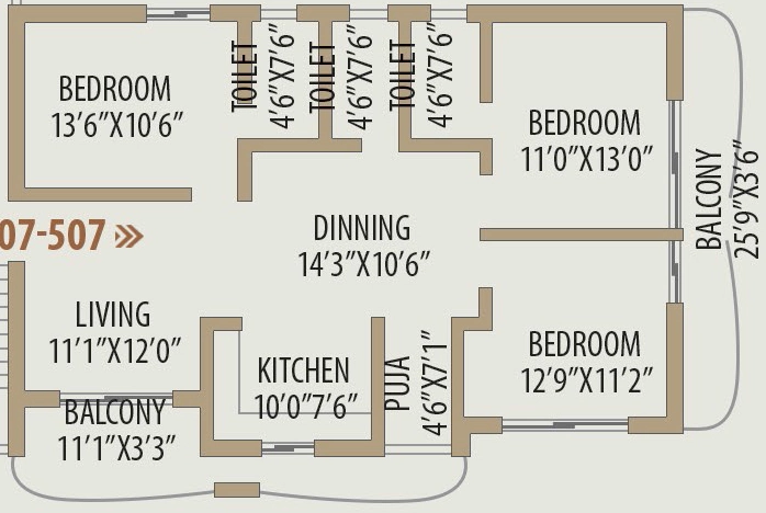 3 BHK Flat in Mega Signature Annex in Khurda, Bhubaneswar - Image 910006