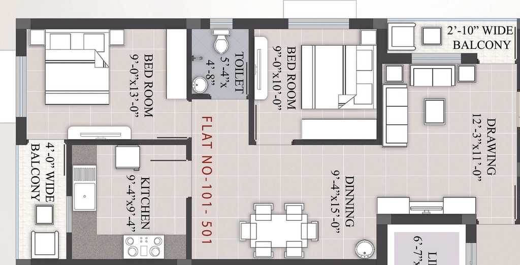 2 BHK Flat in Skytech Golap Residency in Saheed Nagar, Bhubaneswar - Image 910012