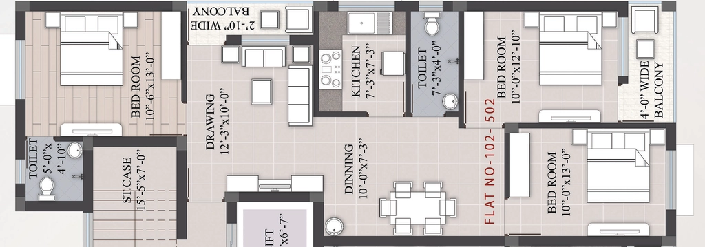3 BHK Flat in Skytech Golap Residency in Saheed Nagar, Bhubaneswar - Image 910013