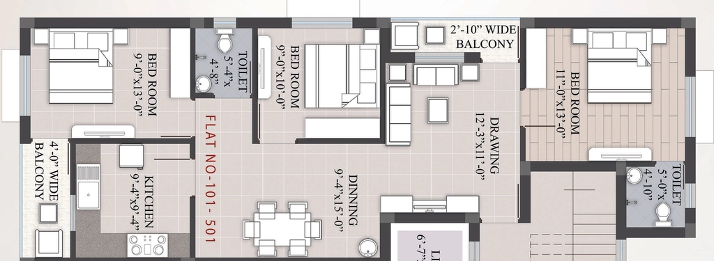 3 BHK Flat in Skytech Golap Residency in Saheed Nagar, Bhubaneswar - Image 910014