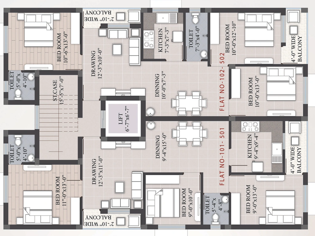 Floor Plan of Skytech Golap Residency in Saheed Nagar, Bhubaneswar - Image 384339