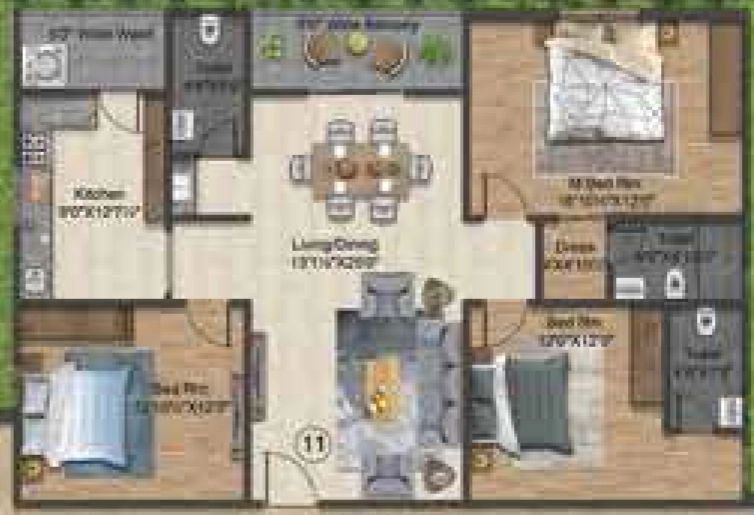 3 BHK Flat in Prithvi Heritage Living in Kompally, Hyderabad - Image 909627