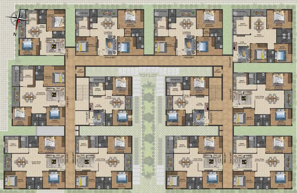 Floor Plan of Prithvi Heritage Living in Kompally, Hyderabad - Image 383629