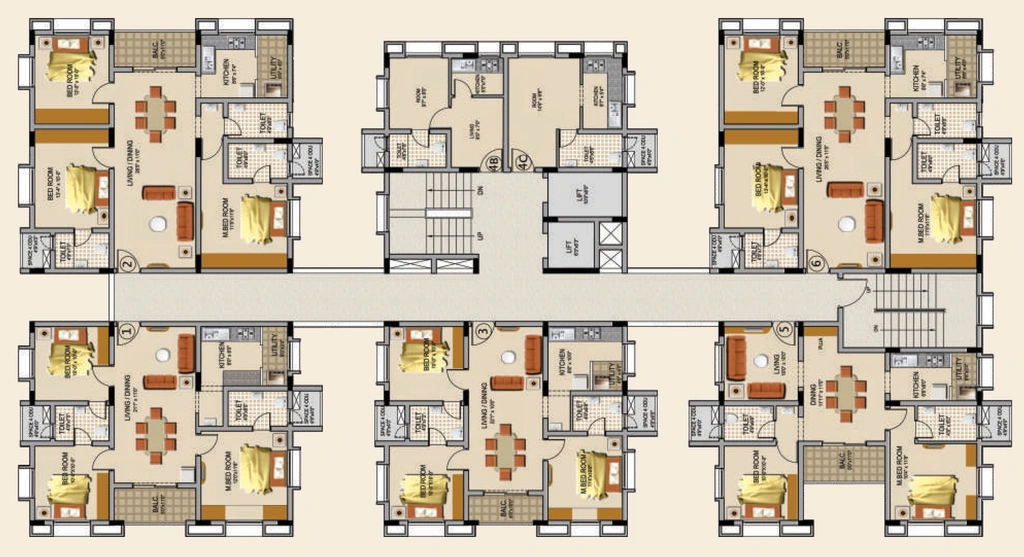 Floor Plan of Ridge Towers in Balanagar, Hyderabad - Image 383667