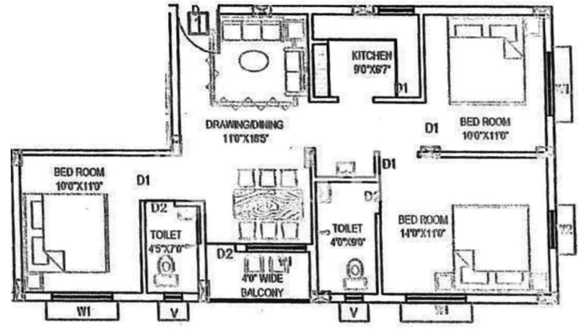 3 BHK Flat in Utkal Chandralok in Atala, Bhubaneswar - Image 910021
