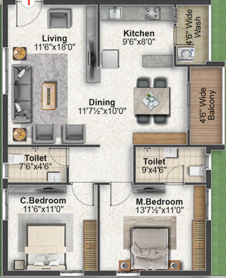 2 BHK Flat in Sri Marvel in Bandlaguda Jagir, Hyderabad - Image 909823