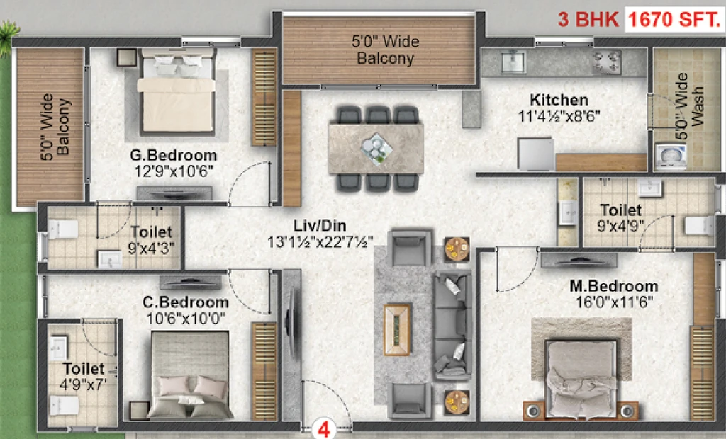 2 BHK Flat in Sri Marvel in Bandlaguda Jagir, Hyderabad - Image 909824