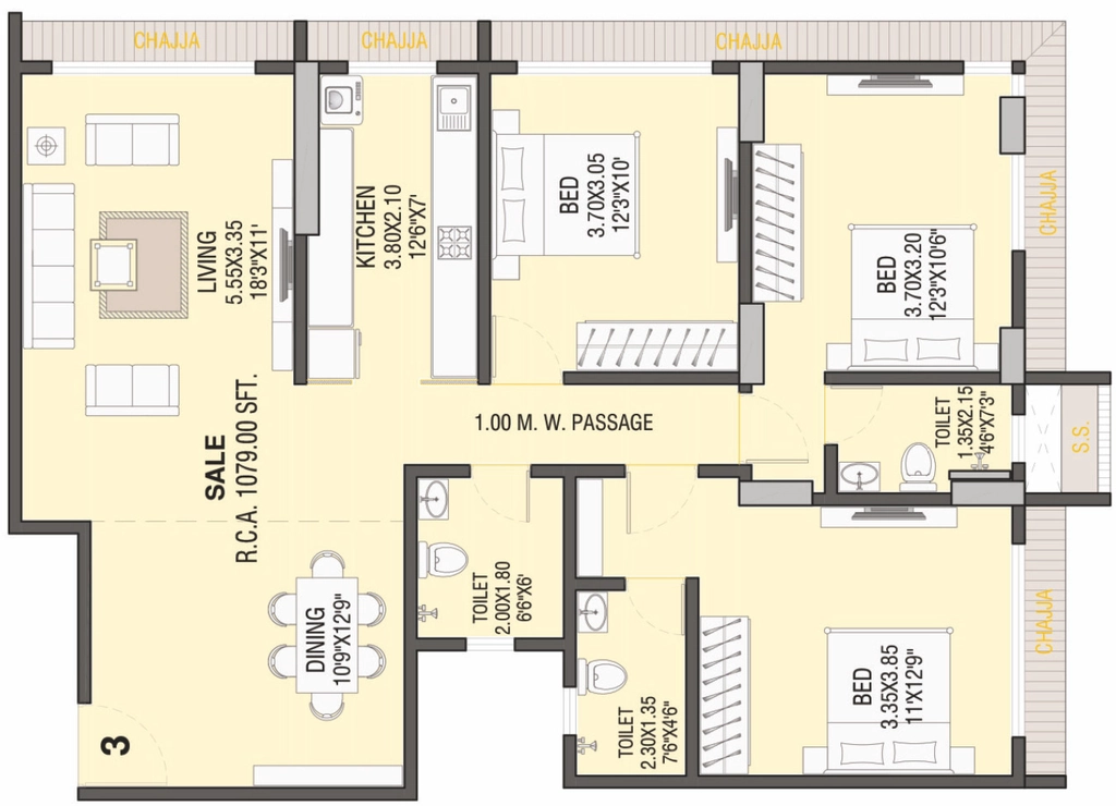 3 BHK Flat in Prakritii Shree Kalptaru CHSL in Vile Parle East, Mumbai - Image 909968