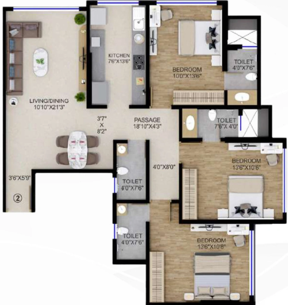 3 BHK Flat in SevenFolds Minal and Madhavkunj in Vile Parle East, Mumbai - Image 910060