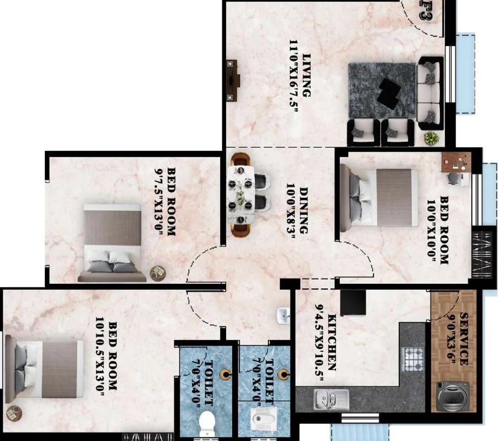 3 BHK Flat in Sri Ayyan Advith in Pallikaranai, Chennai - Image 909760