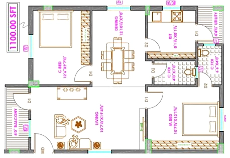 2 BHK Flat in Sammetas Gruha Lakshmi Pearls in Miyapur, Hyderabad - Image 909809