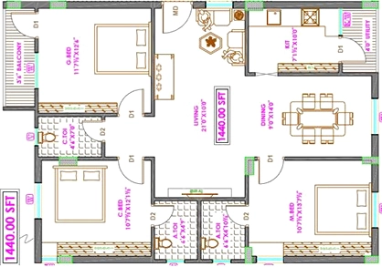 2 BHK Flat in Sammetas Gruha Lakshmi Pearls in Miyapur, Hyderabad - Image 909812