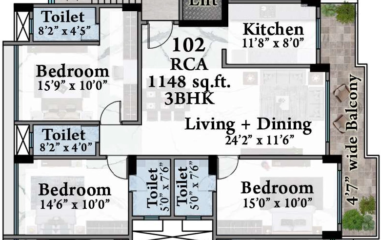 3 BHK Flat in Vaastu Vedant in Vile Parle East, Mumbai - Image 910055