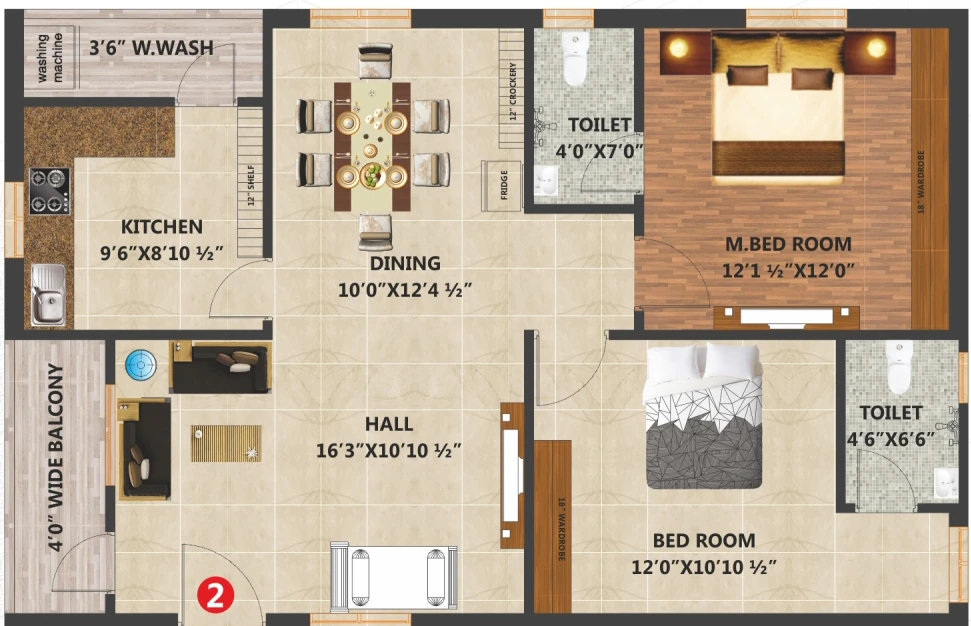 2 BHK Flat in Saran Elite in Miyapur, Hyderabad - Image 909822