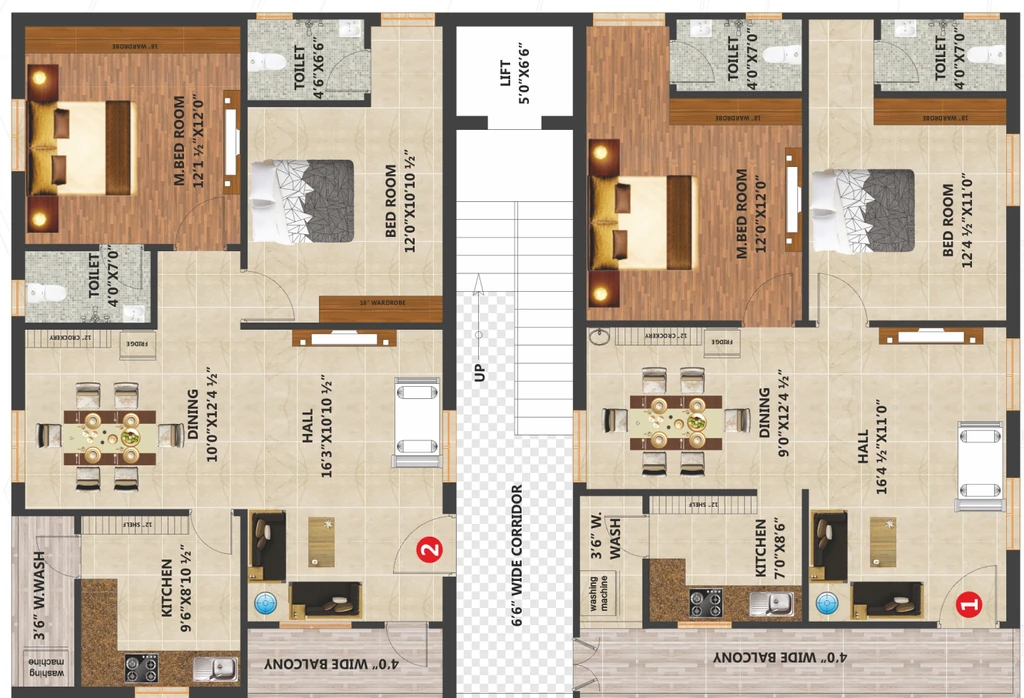 Floor Plan of Saran Elite in Miyapur, Hyderabad - Image 383962