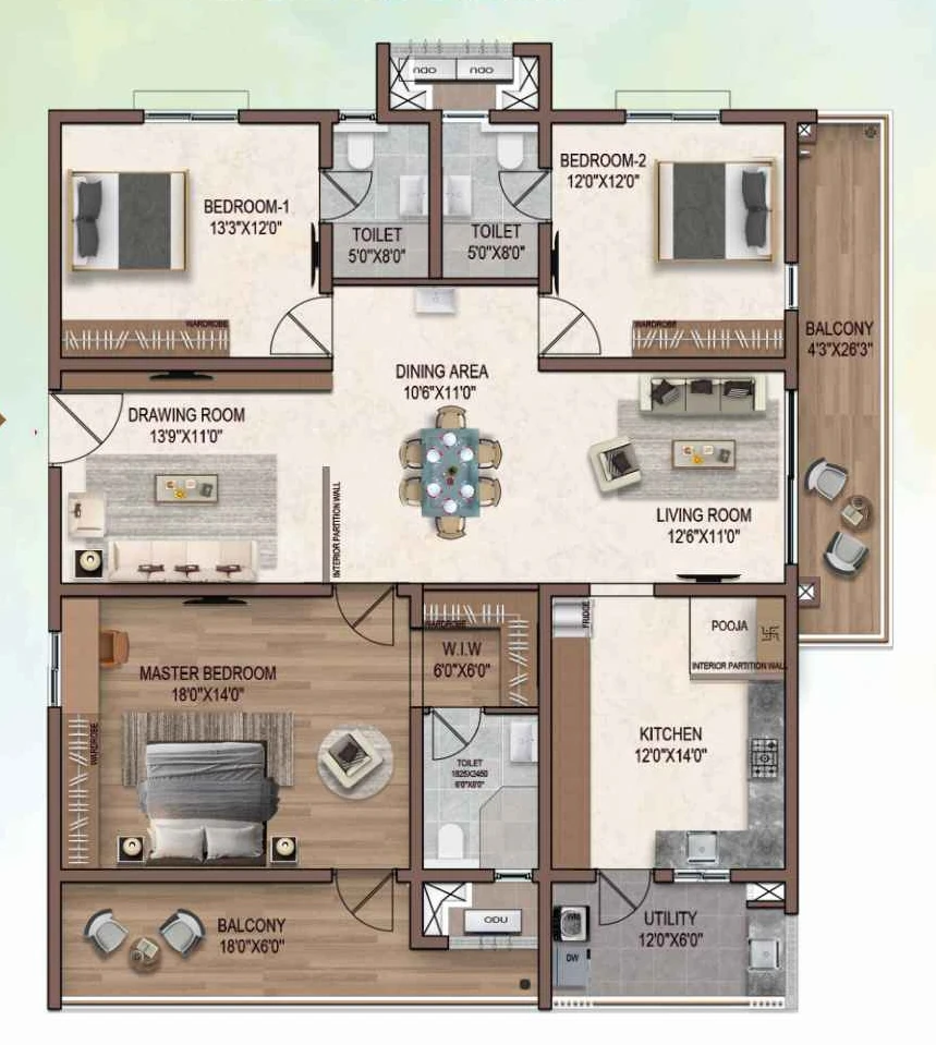 3 BHK Flat in SDG Prinia in Kismatpur, Hyderabad - Image 909829