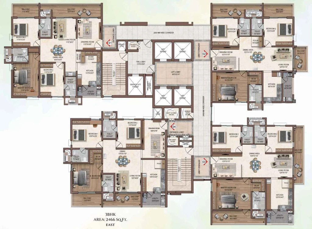 Floor Plan of SDG Prinia in Kismatpur, Hyderabad - Image 383995