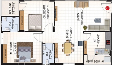 2 BHK Flat in Sln s Tulasi in Miyapur, Hyderabad - Image 909883