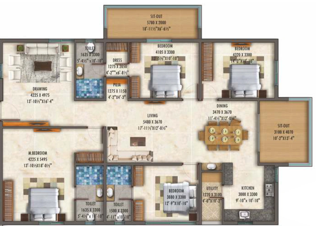 3 BHK Flat in SLN Signature in Alwal, Hyderabad - Image 909880