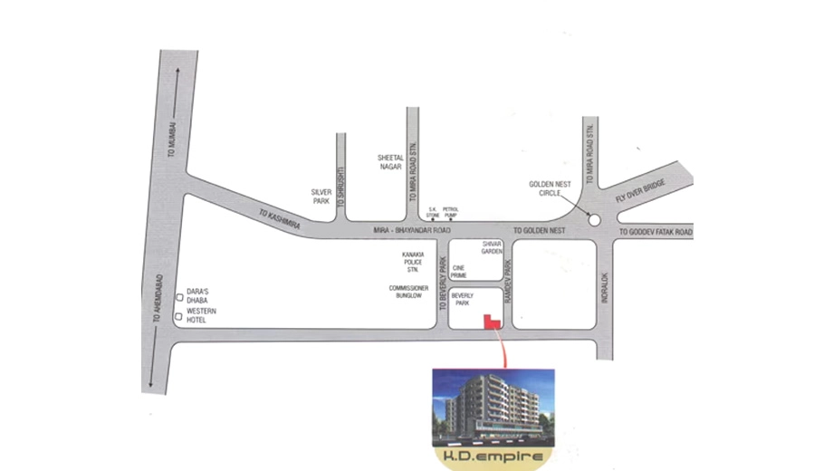 Location of KD Empire in Mira Road East, Thane - Image 402027