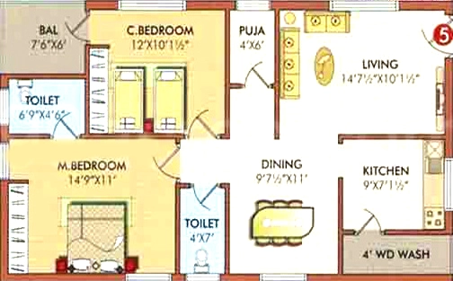 2 BHK Flat in Sree Vemuri Rajaram Enclave in Dilsukhnagar, Hyderabad - Image 909980