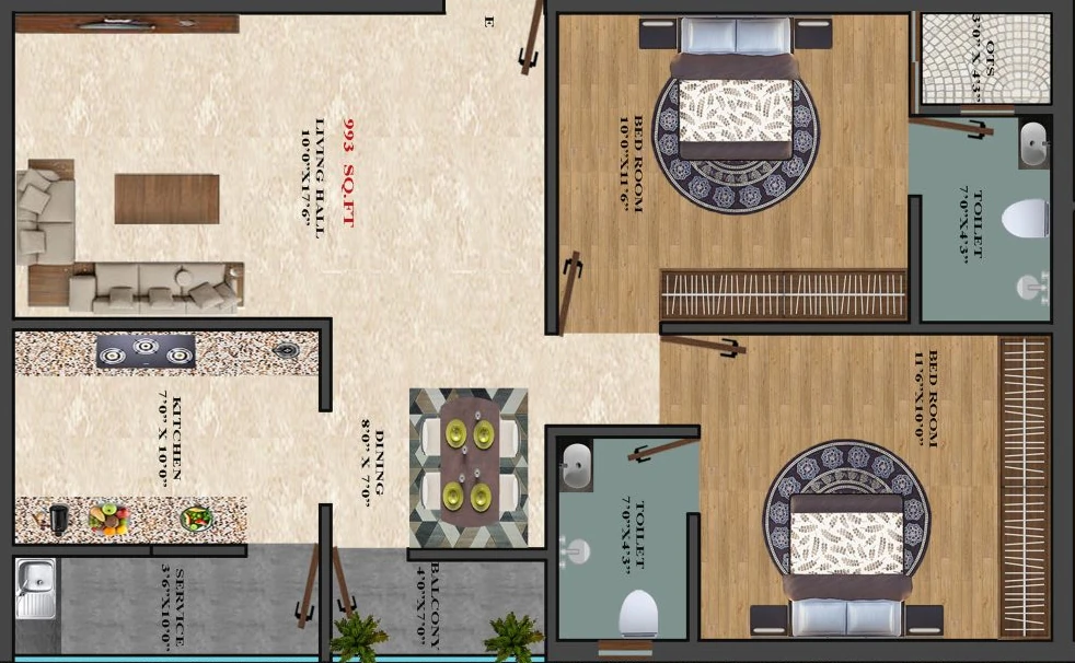 2 BHK Flat in Hanu Linga in Medavakkam, Chennai - Image 910026