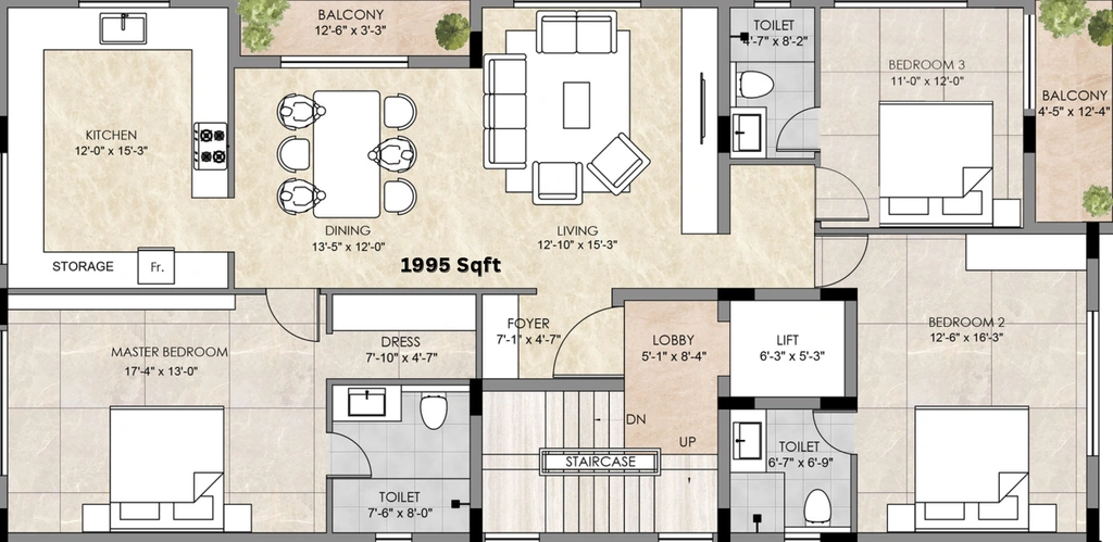 3 BHK Flat in Pearl Dew in Ashok Nagar, Chennai - Image 910032