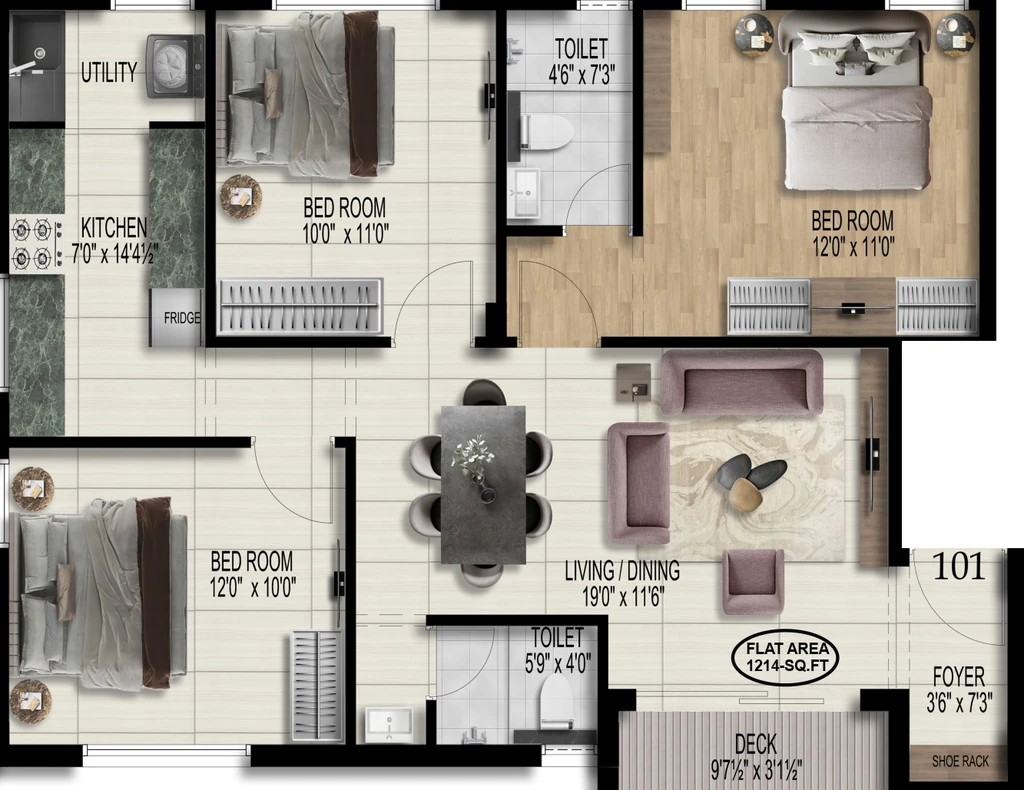 3 BHK Flat in Pearl Ebony in Medavakkam, Chennai - Image 910036