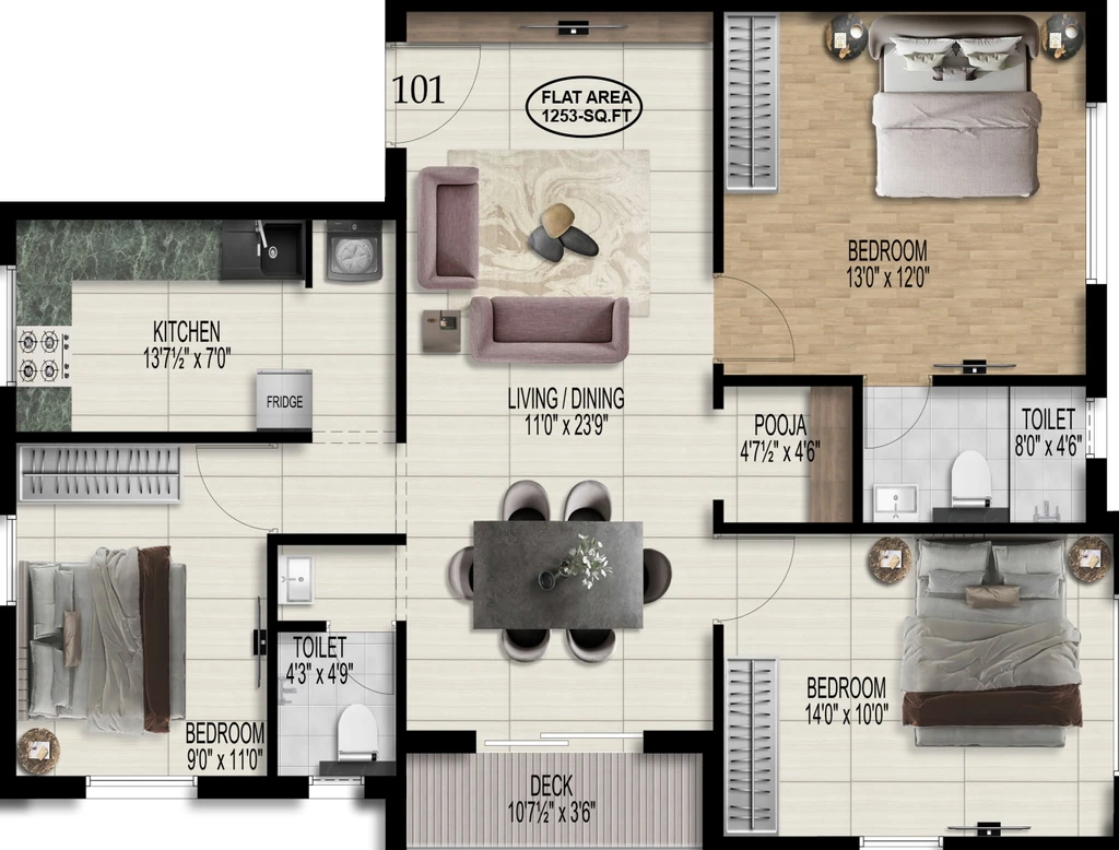 3 BHK Flat in Pearl Imperial in Medavakkam, Chennai - Image 910048