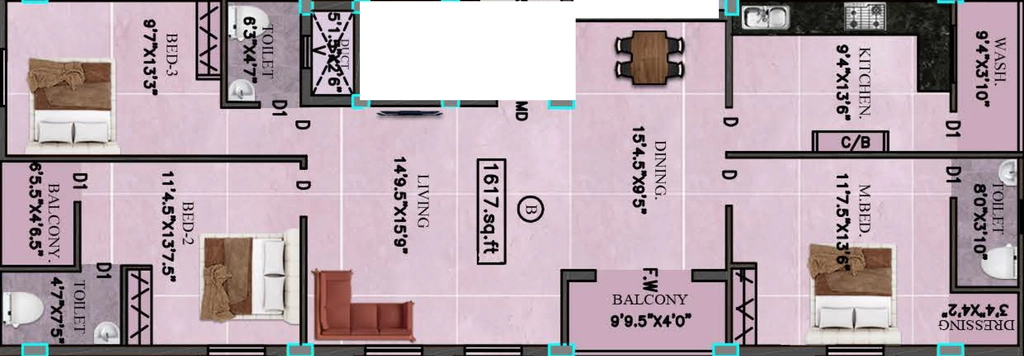 3 BHK Flat in Perfect Pranithi in West Mambalam, Chennai - Image 910079