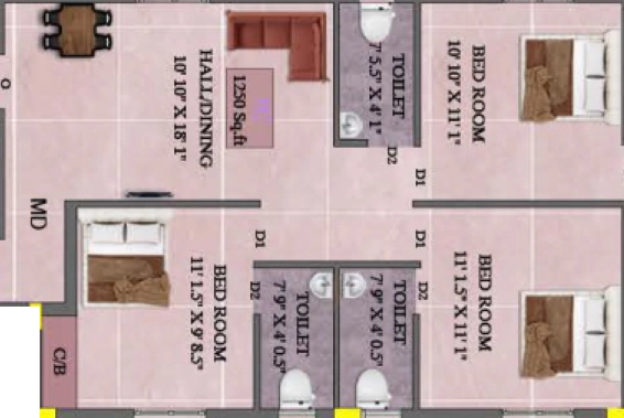 3 BHK Flat in Perfect Aswin in Thiruvanmiyur, Chennai - Image 910083
