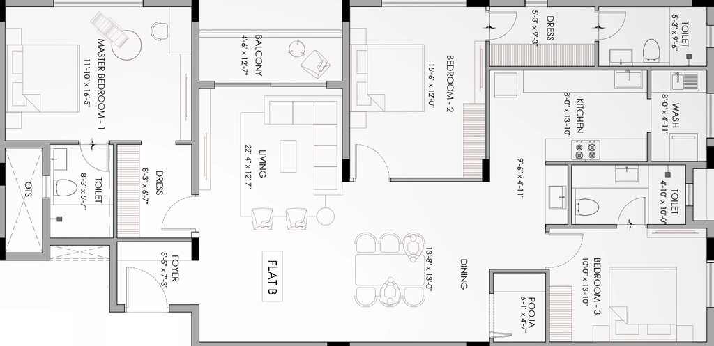 3 BHK Flat in Chaitanya Brindavan in Adyar, Chennai - Image 910159