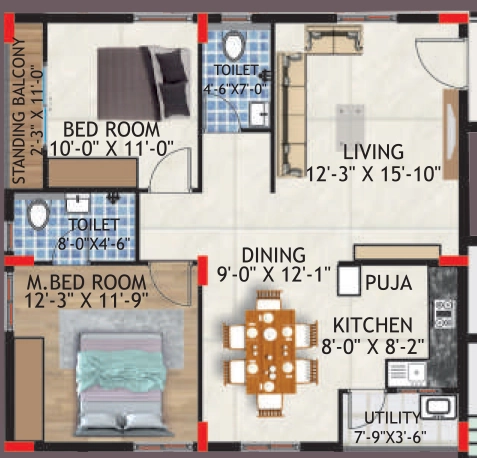 2 BHK Flat in Sri Akshaya Residency in Kollur, Hyderabad - Image 910386