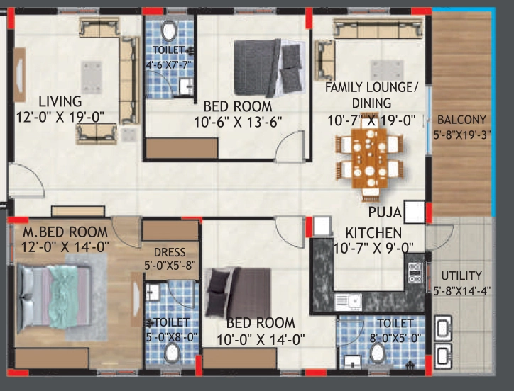 3 BHK Flat in Sri Akshaya Residency in Kollur, Hyderabad - Image 910390