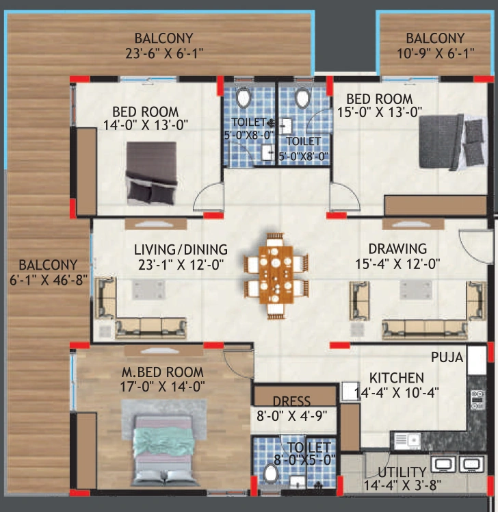 3 BHK Flat in Sri Akshaya Residency in Kollur, Hyderabad - Image 910392