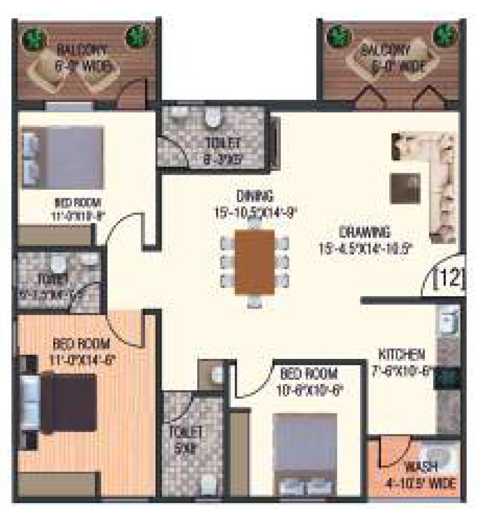 3 BHK Flat in Sri Vantage KVS Raju Towers in LB Nagar, Hyderabad - Image 910404
