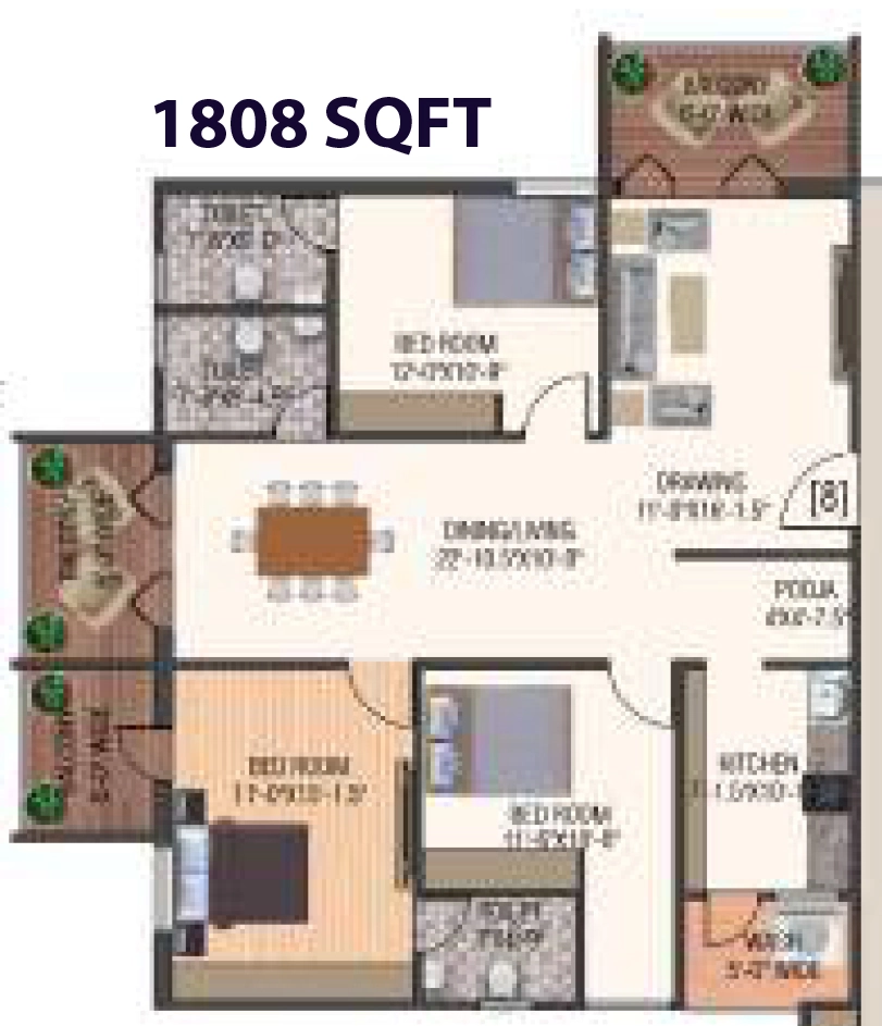 3 BHK Flat in Sri Vantage KVS Raju Towers in LB Nagar, Hyderabad - Image 910405