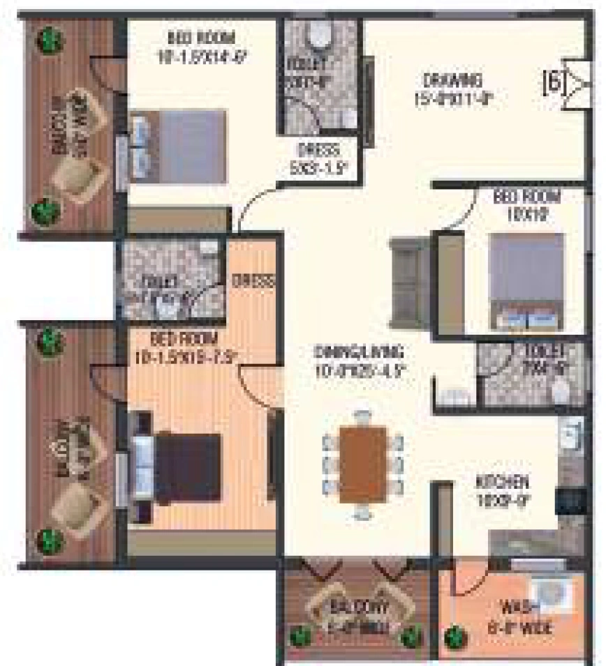 3 BHK Flat in Sri Vantage KVS Raju Towers in LB Nagar, Hyderabad - Image 910406