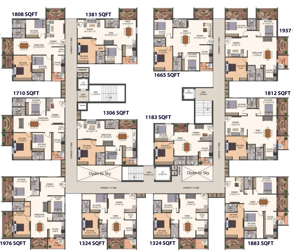 Floor Plan of Sri Vantage KVS Raju Towers in LB Nagar, Hyderabad - Image 385157
