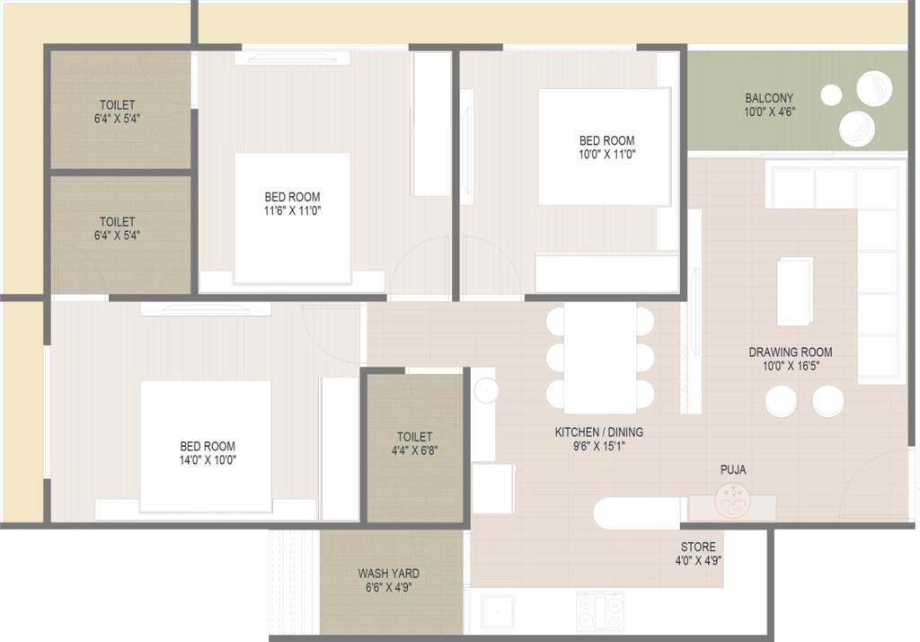 3 BHK Flat in Ivan Elara in Shela, Ahmedabad - Image 910332