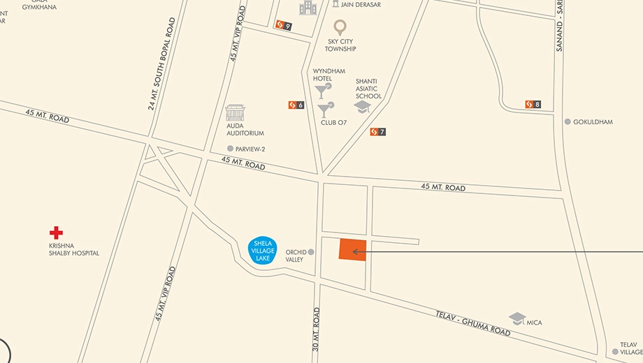 Location of Commercial Sun Parkwest in Shela, Ahmedabad - Image 384970