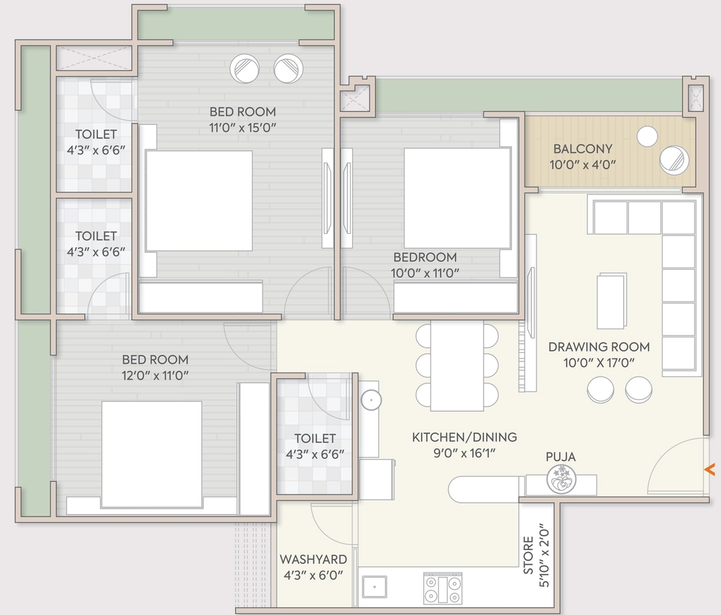 3 BHK Flat in Ratna Turquoise Rosedale in Shela, Ahmedabad - Image 910241