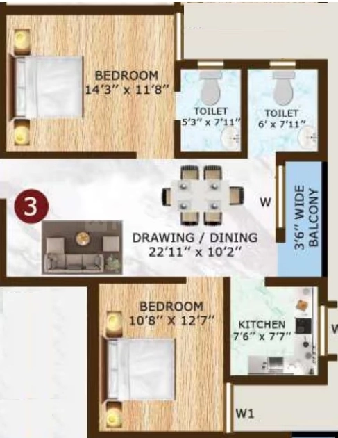 2 BHK Flat in Sky 7th Sky Apartment in Gadakan, Bhubaneswar - Image 910174