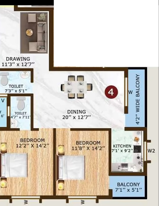 2 BHK Flat in Sky 7th Sky Apartment in Gadakan, Bhubaneswar - Image 910173