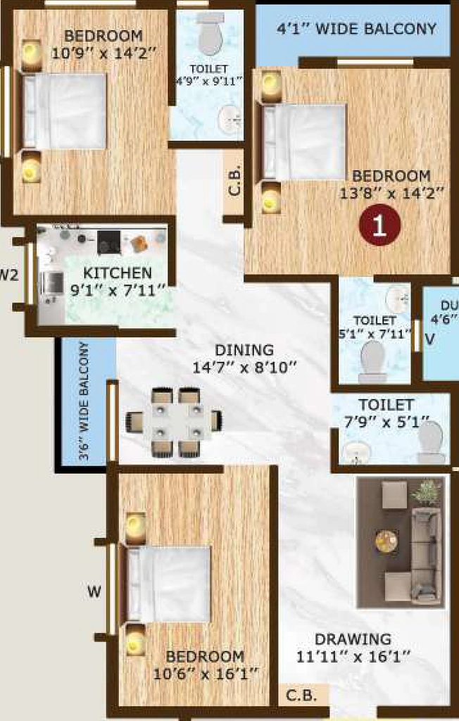 3 BHK Flat in Sky 7th Sky Apartment in Gadakan, Bhubaneswar - Image 910175