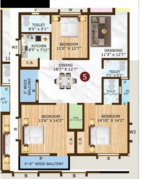 3 BHK Flat in Sky 7th Sky Apartment in Gadakan, Bhubaneswar - Image 910176