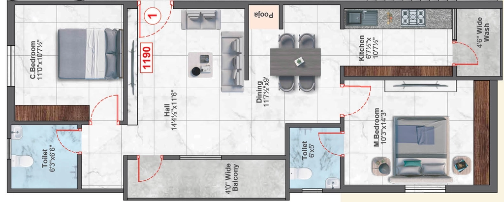 2 BHK Flat in Tado Brindhavanam Signature in Ameenpur, Hyderabad - Image 910432