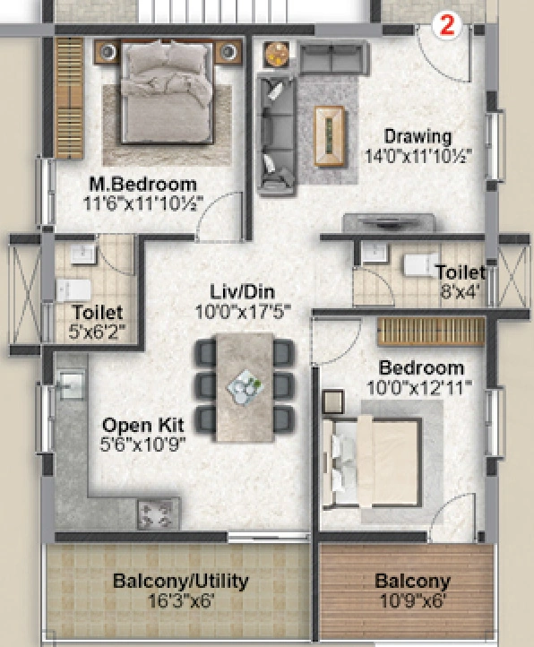 2 BHK Flat in The My Nest Cloud9 in Kollur, Hyderabad - Image 910443