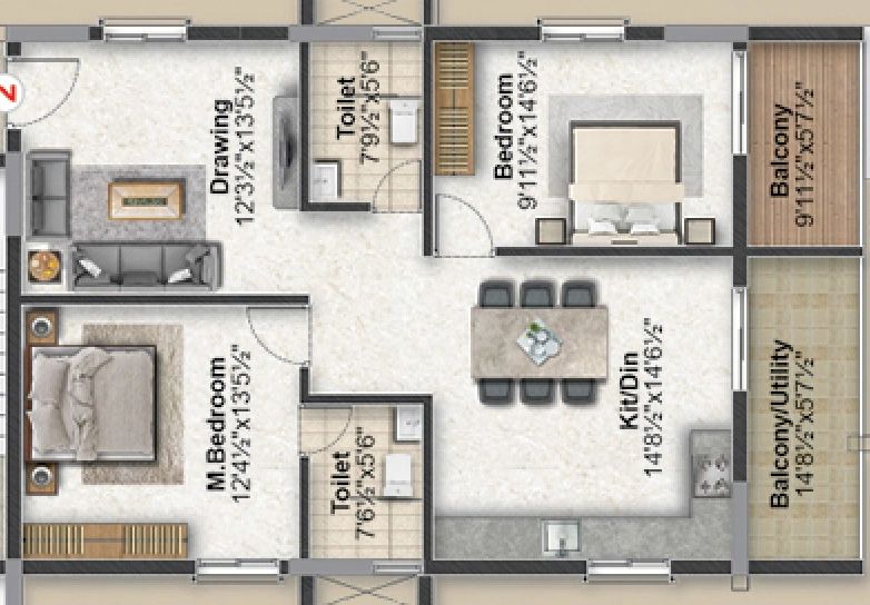 2 BHK Flat in The My Nest Cloud9 in Kollur, Hyderabad - Image 910444